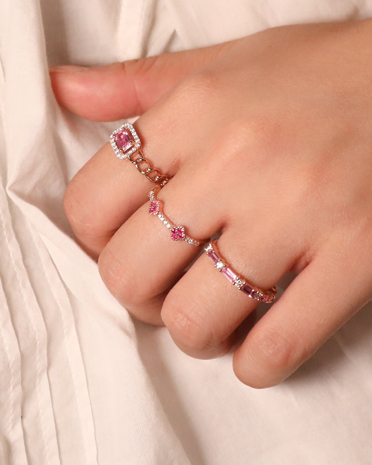 Ena Cuban Chain Precious Ring