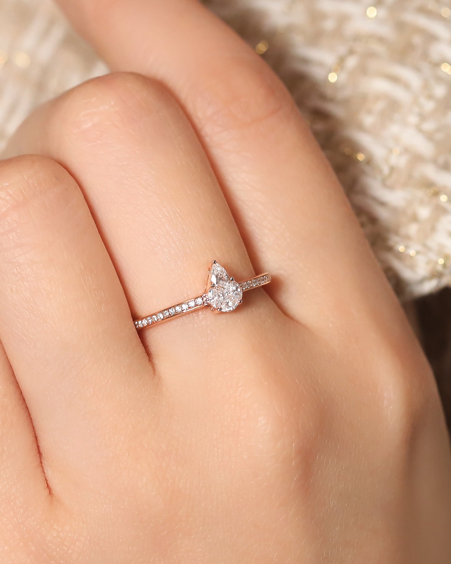 Ema Cluster Pear Diamond Ring