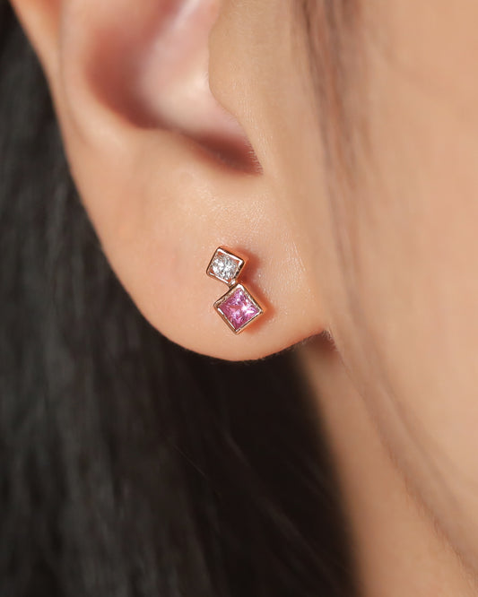 【Effortless Chic】Pink Sapphire Piercing