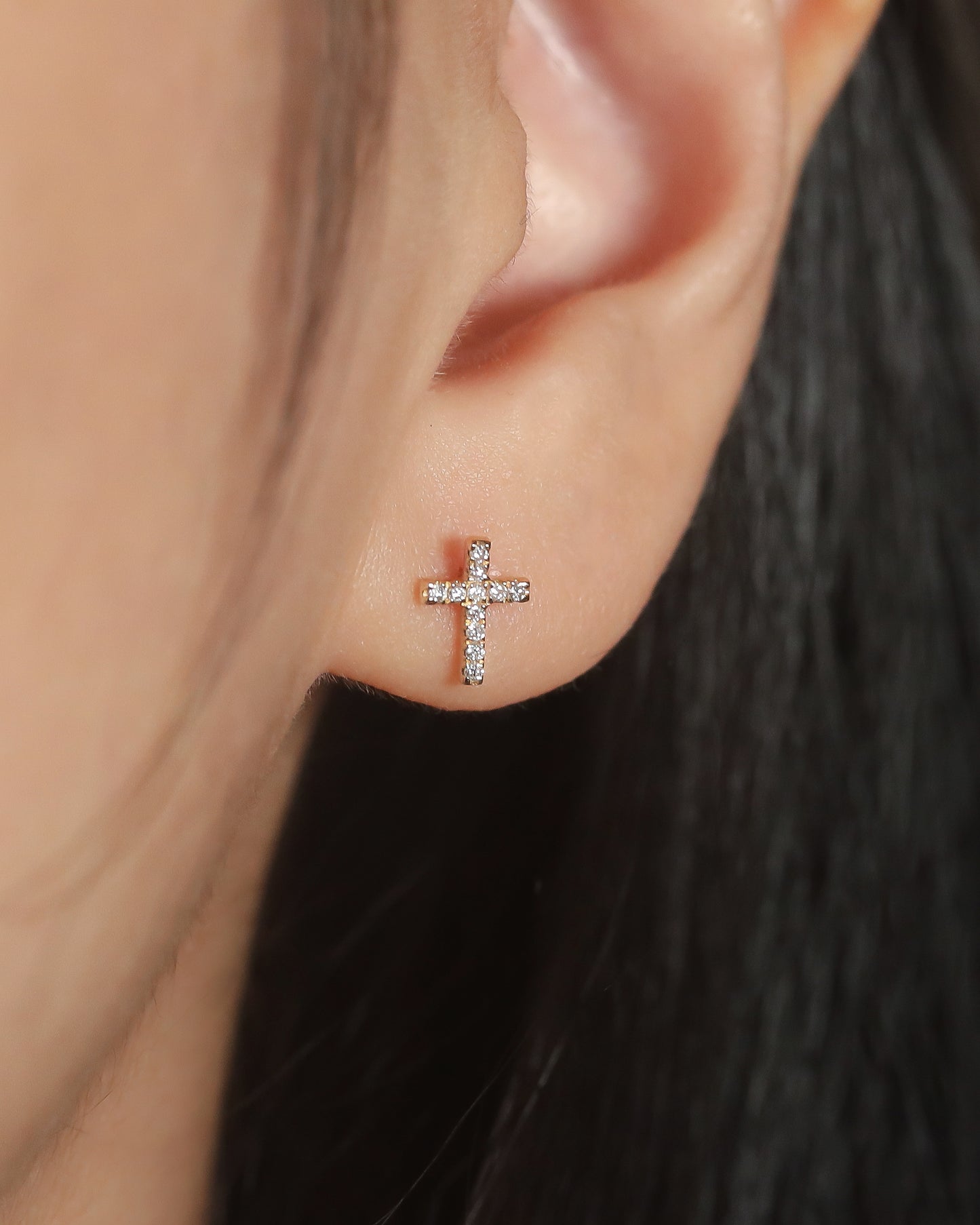 【Effortless Chic】Paris Cross Diamond Piercing