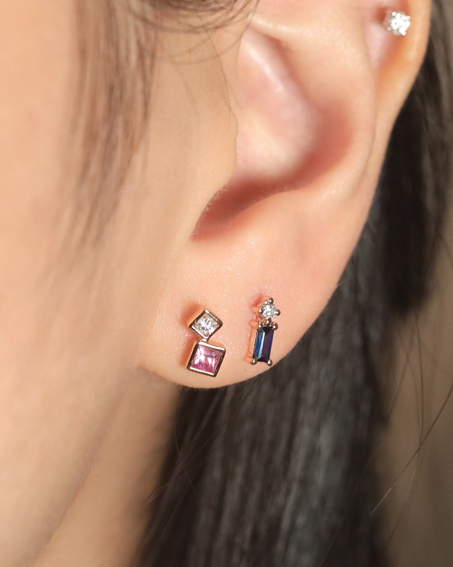 【Effortless Chic】Pink Sapphire Piercing