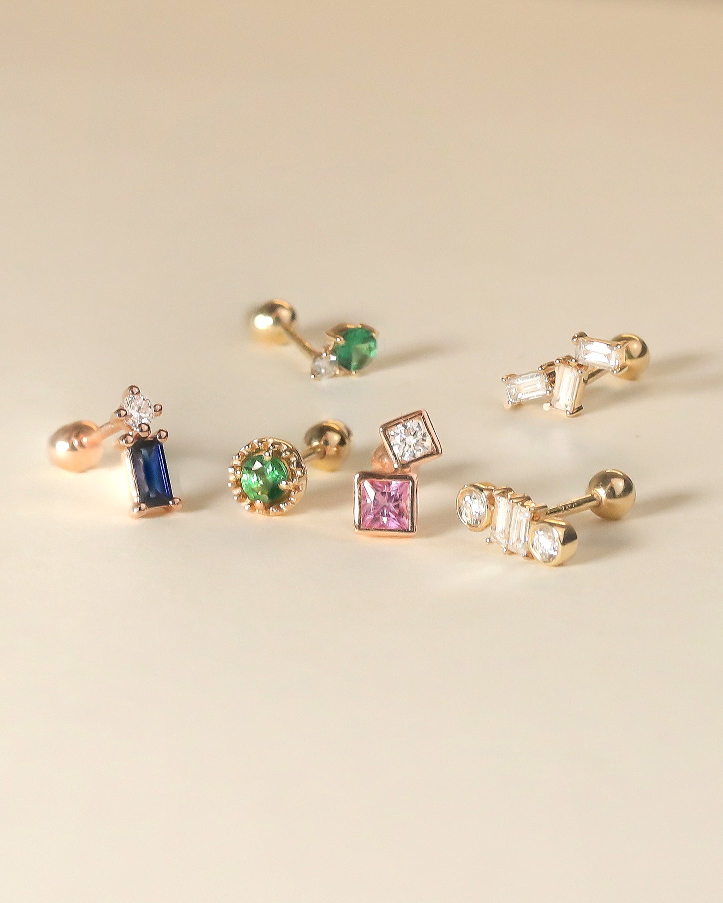 【Effortless Chic】Pink Sapphire Piercing