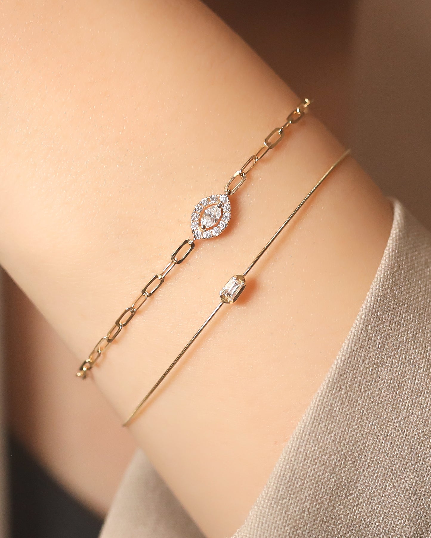 【Effortless Chic】Baguette Diamond Bracelet