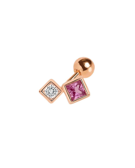 【Effortless Chic】Pink Sapphire Piercing