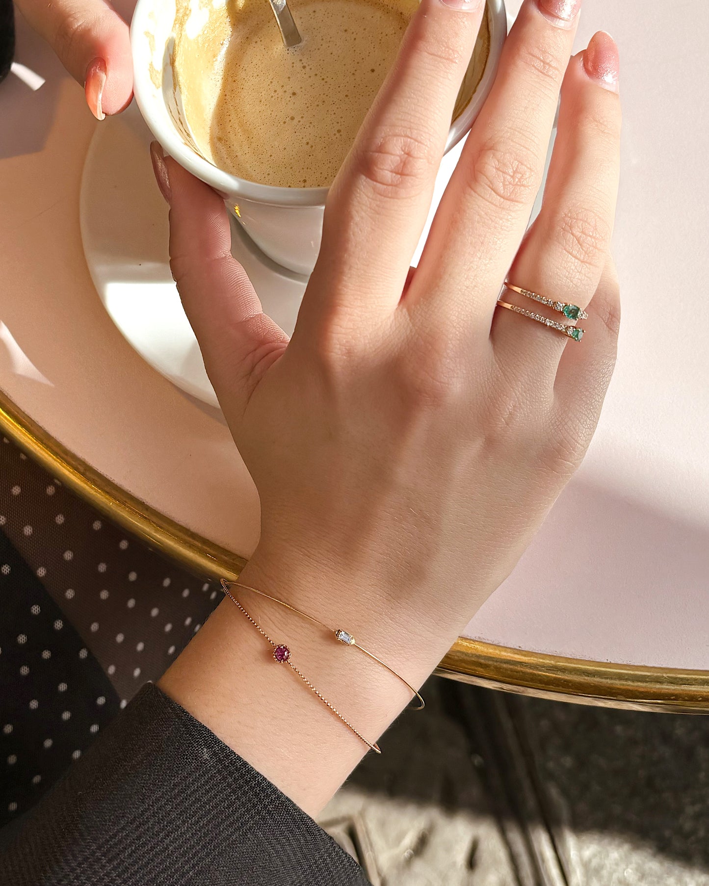 【Efforless Chic】Pink Sapphire Diamond Bracelet