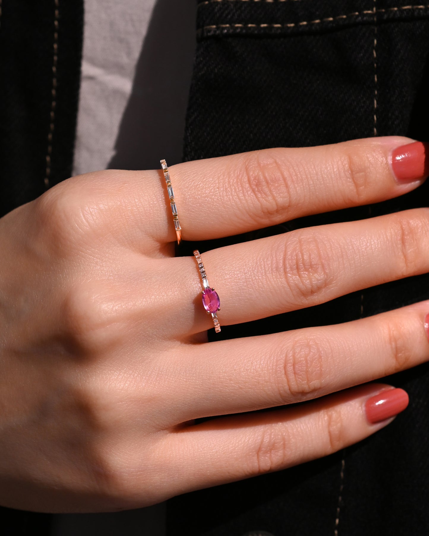 Dax Baguette Diamond Stacking Ring