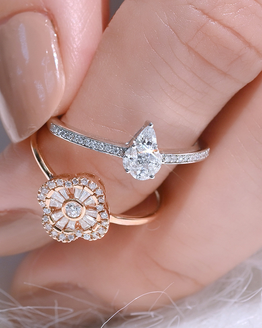 Ema Cluster Pear Diamond Ring