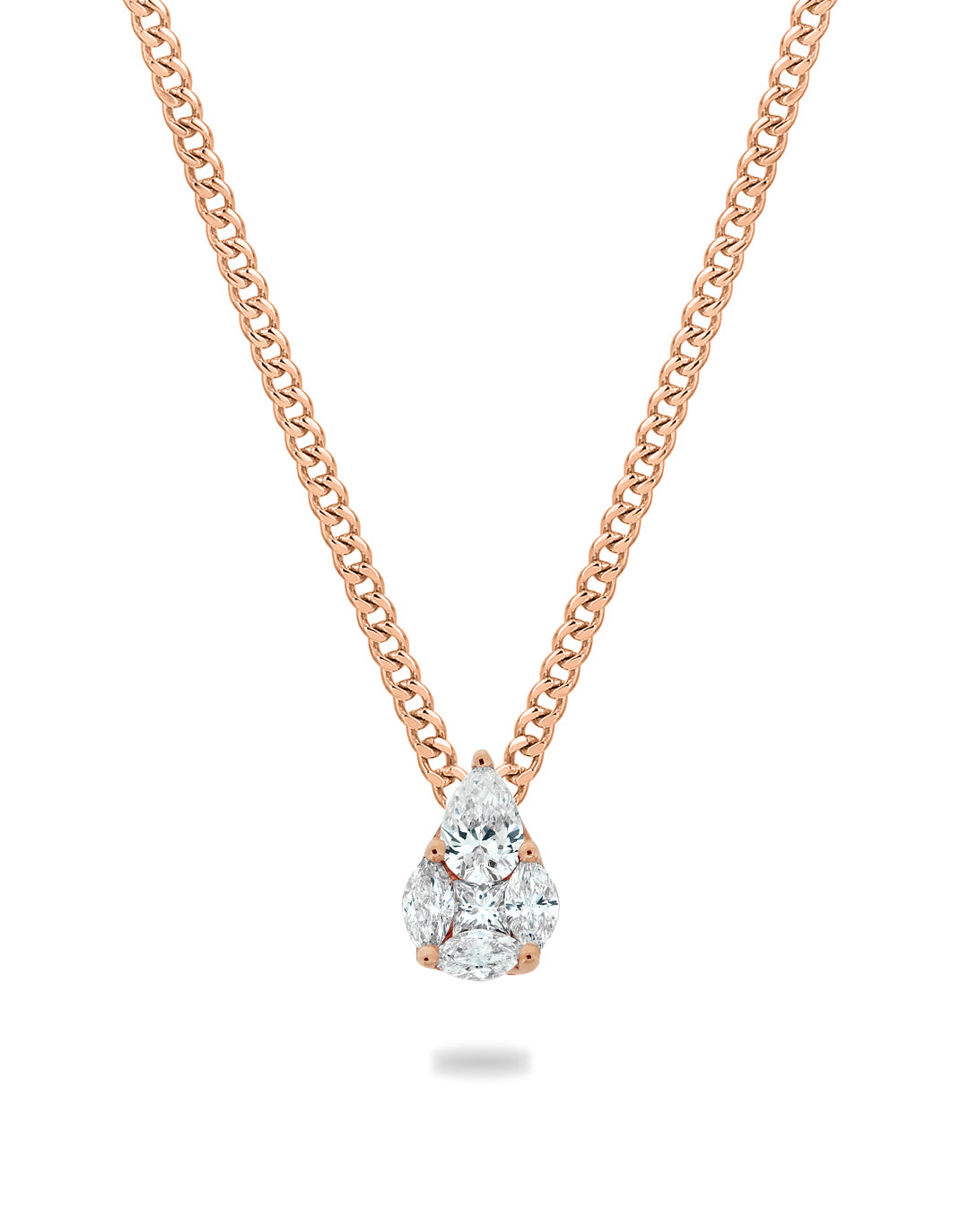 Pear Diamond Cuban Chain Necklace