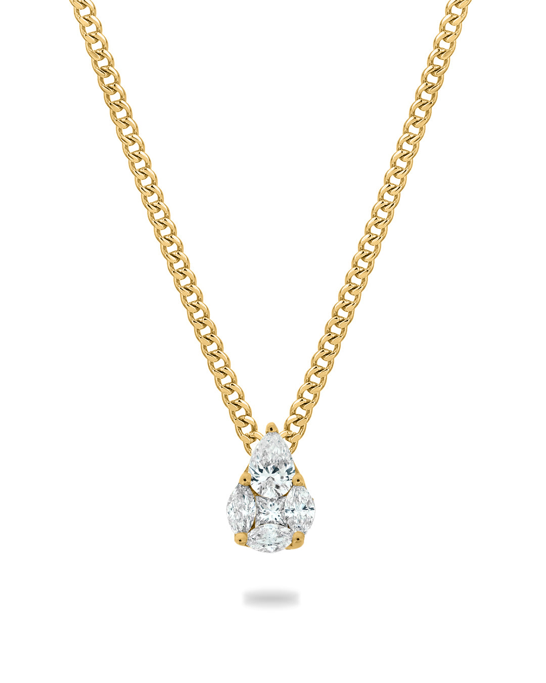 Pear Diamond Cuban Chain Necklace