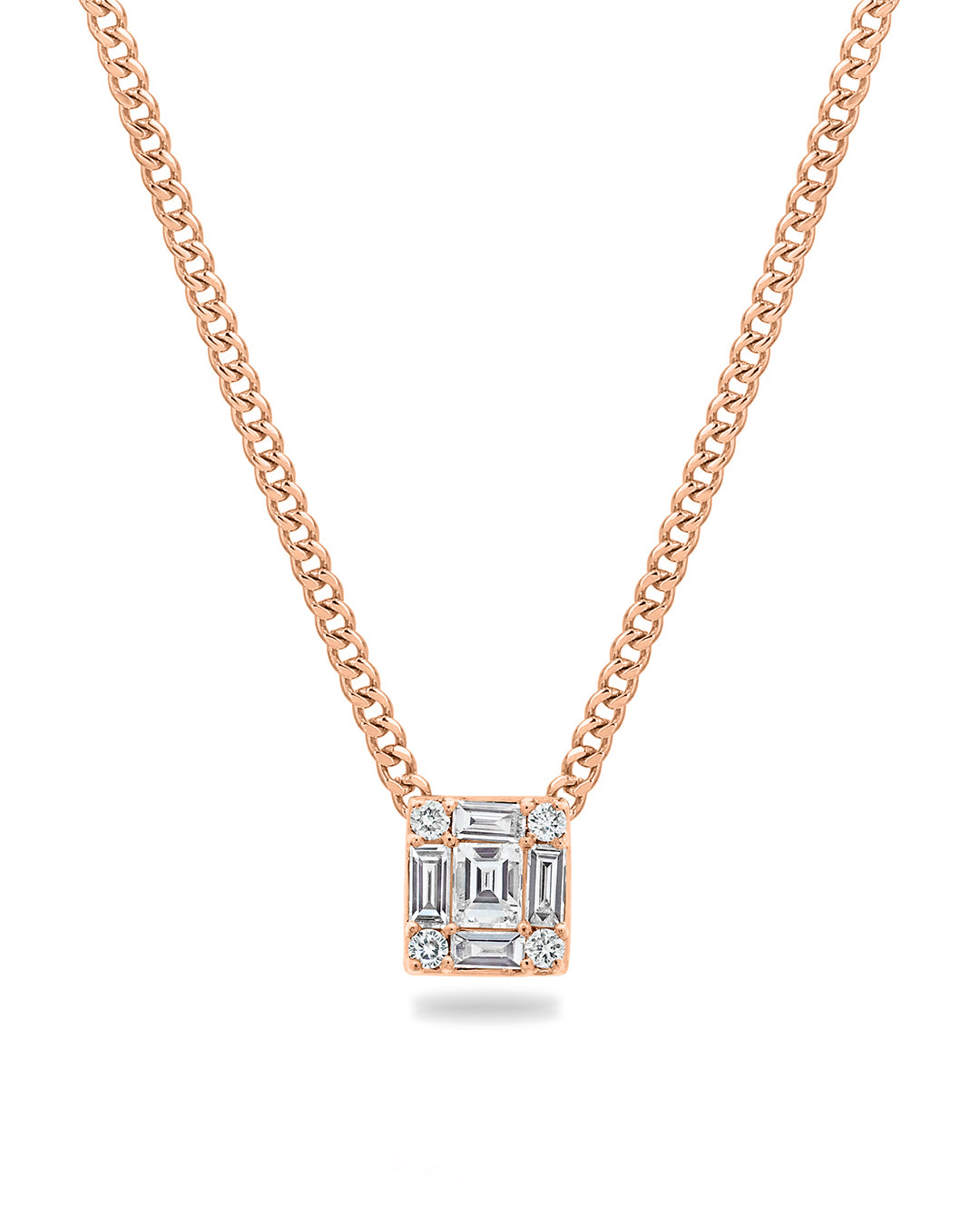 Una Square Diamond Cuban Chain Necklace