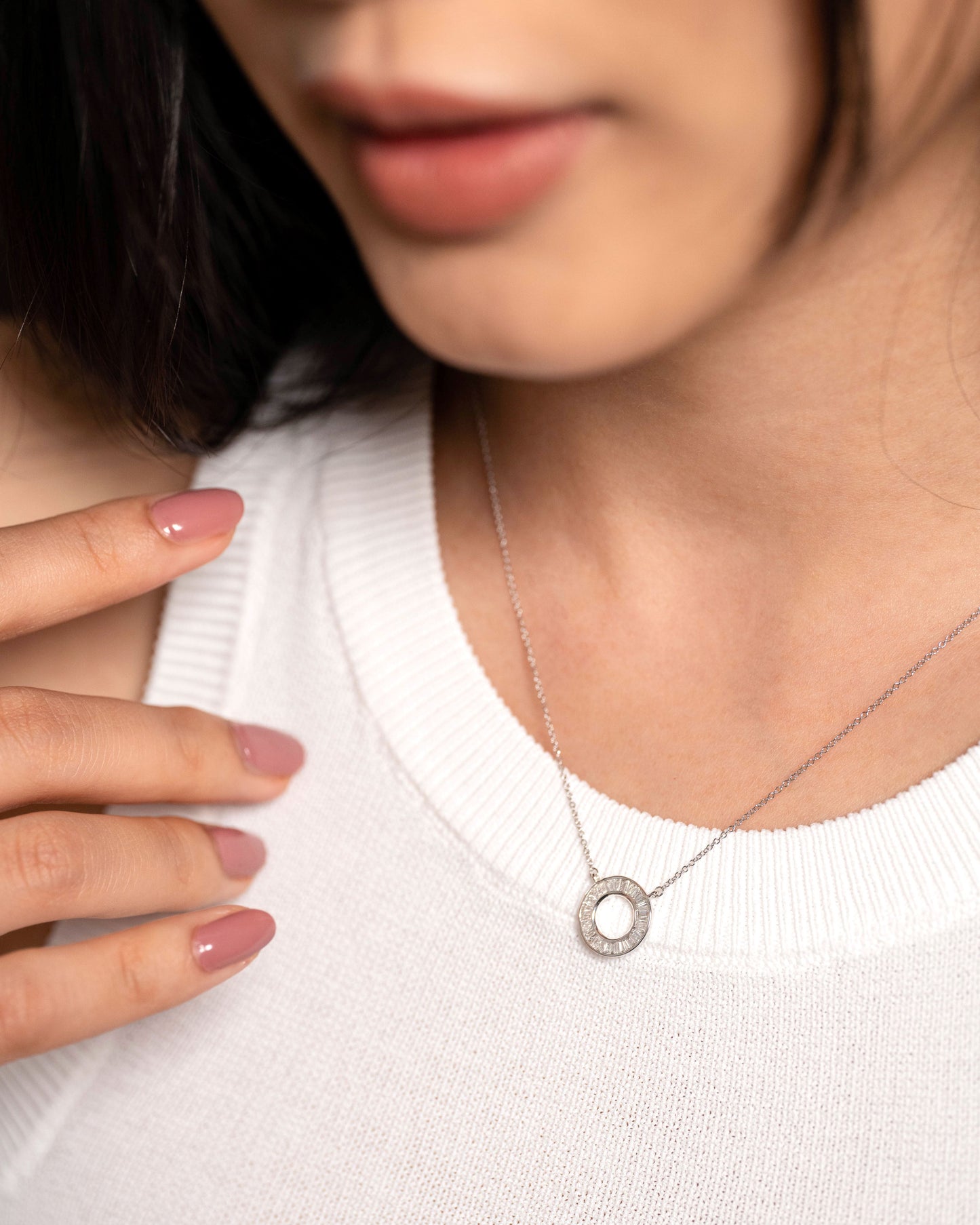 Ova Baguette Diamond Necklace
