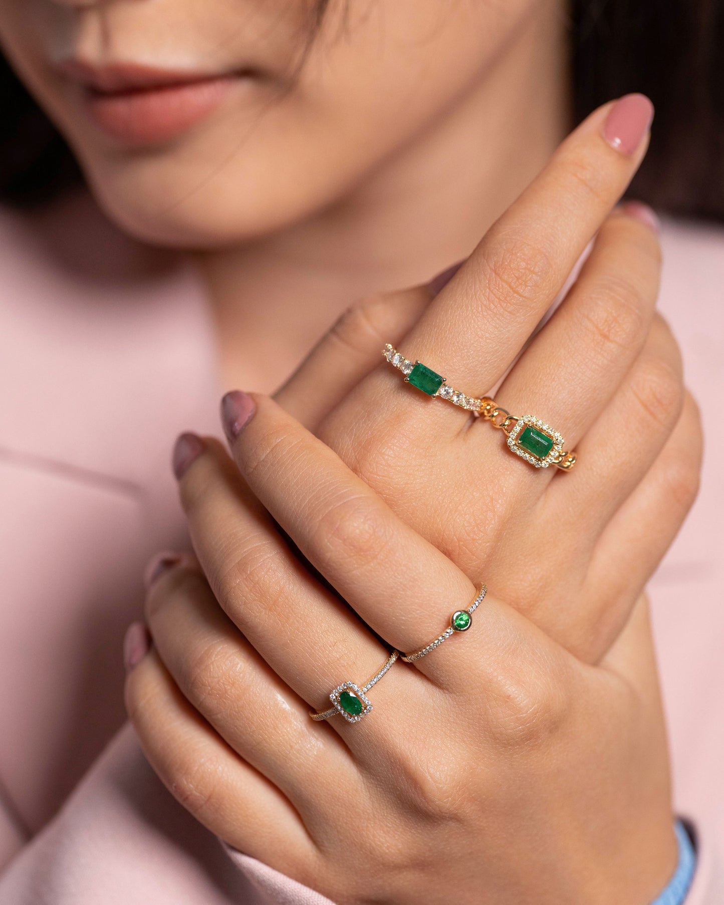 Ena Cuban Chain Precious Ring