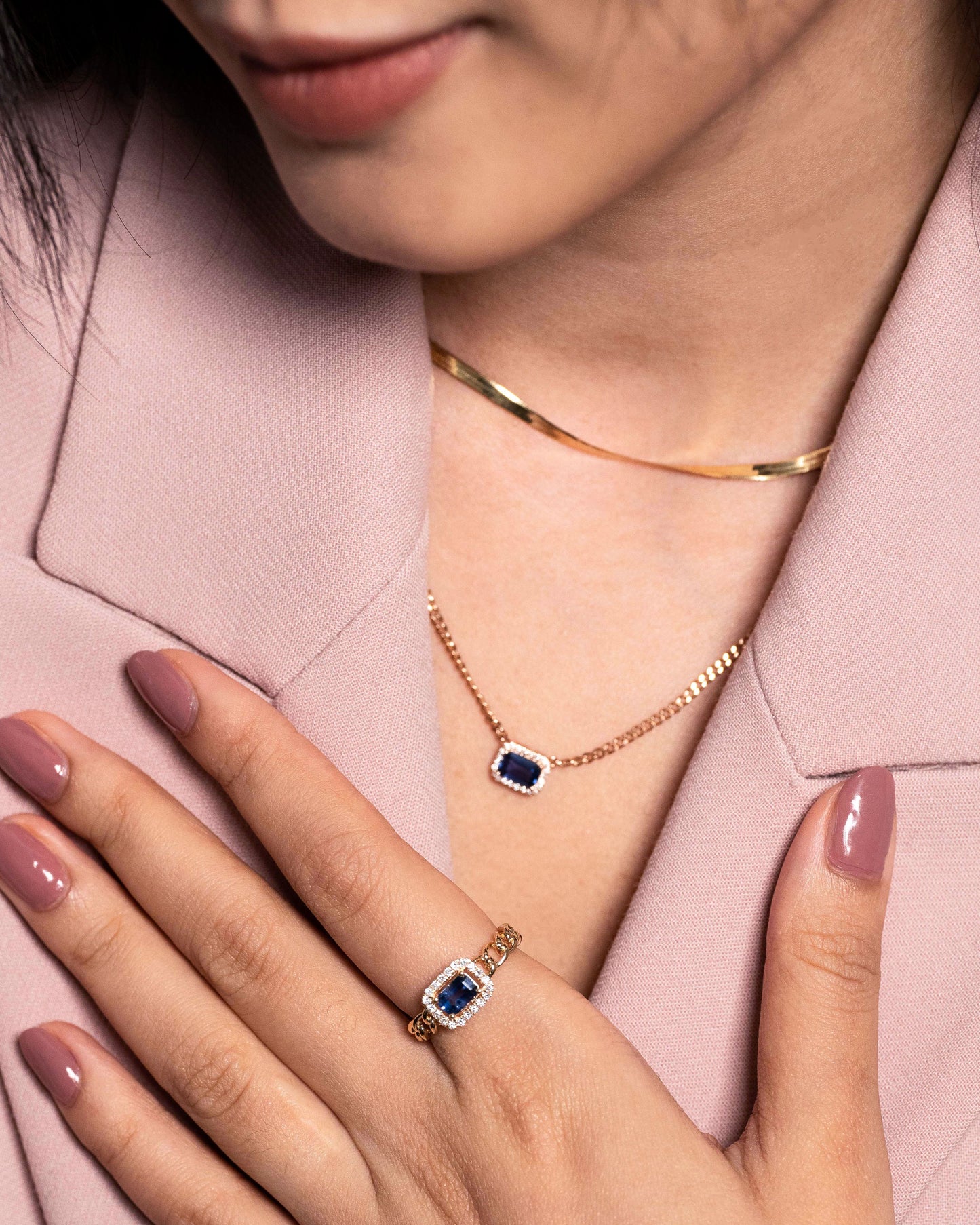 Ena Cuban Chain Precious Ring