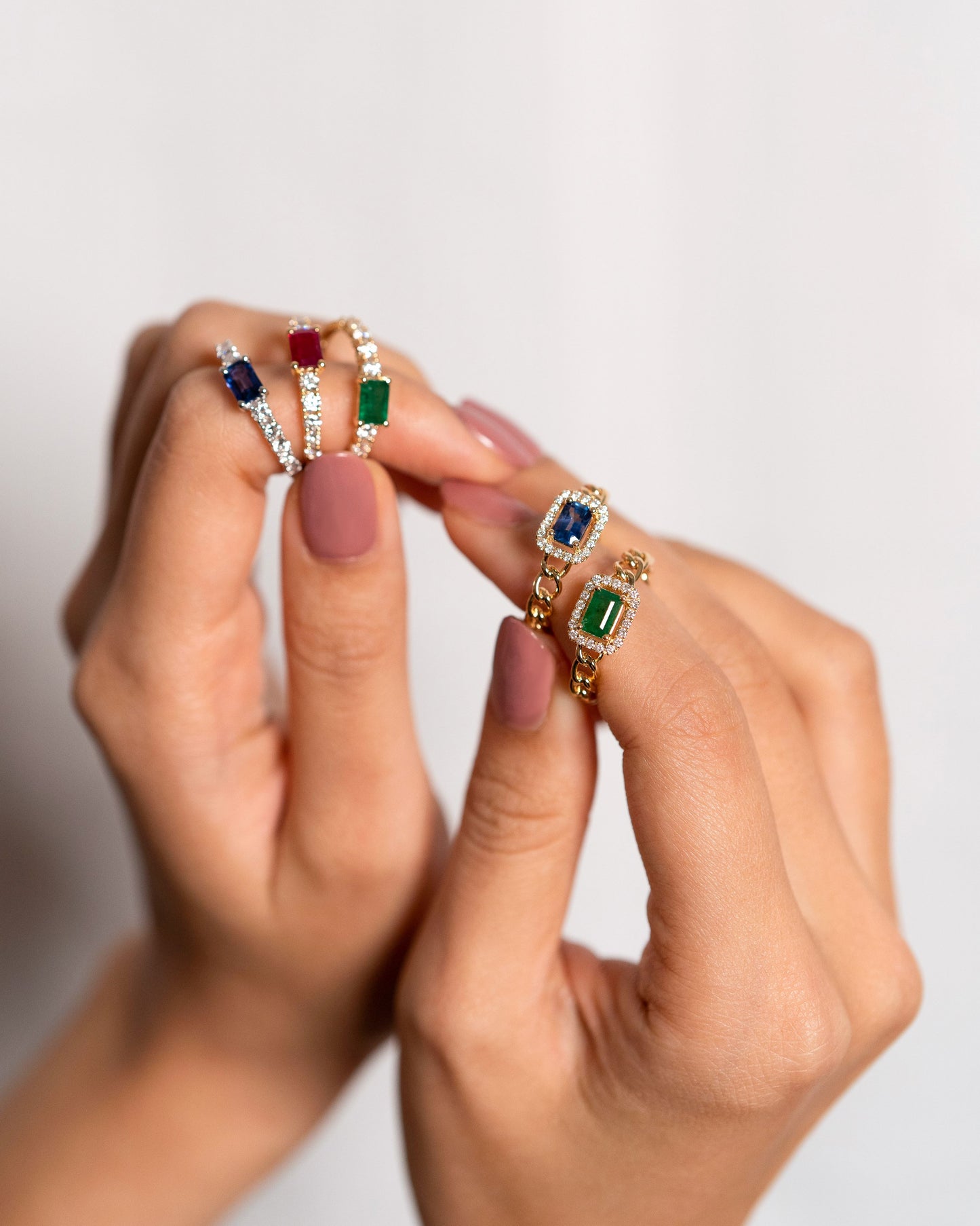 Ena Cuban Chain Precious Ring