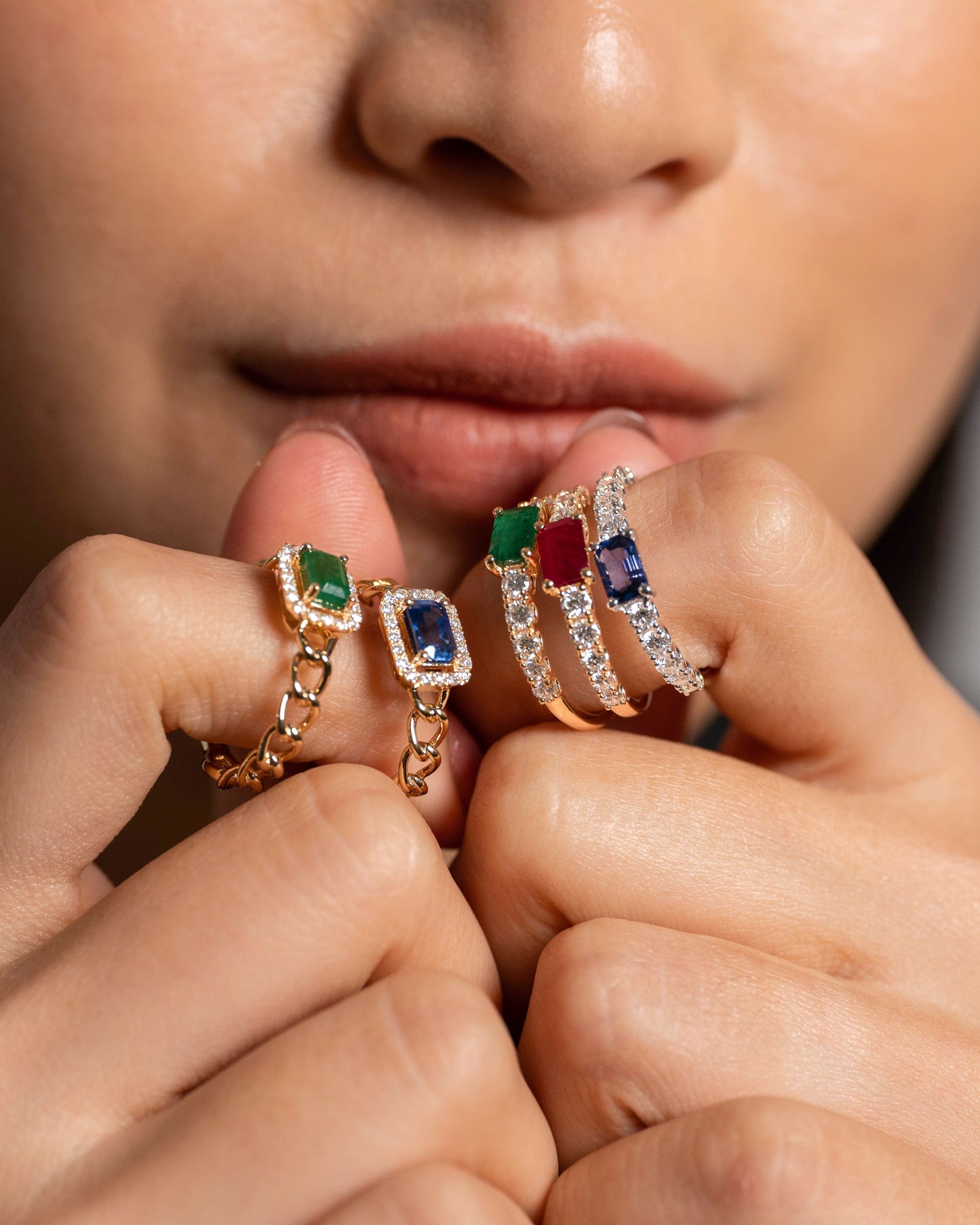 Ena Cuban Chain Precious Ring