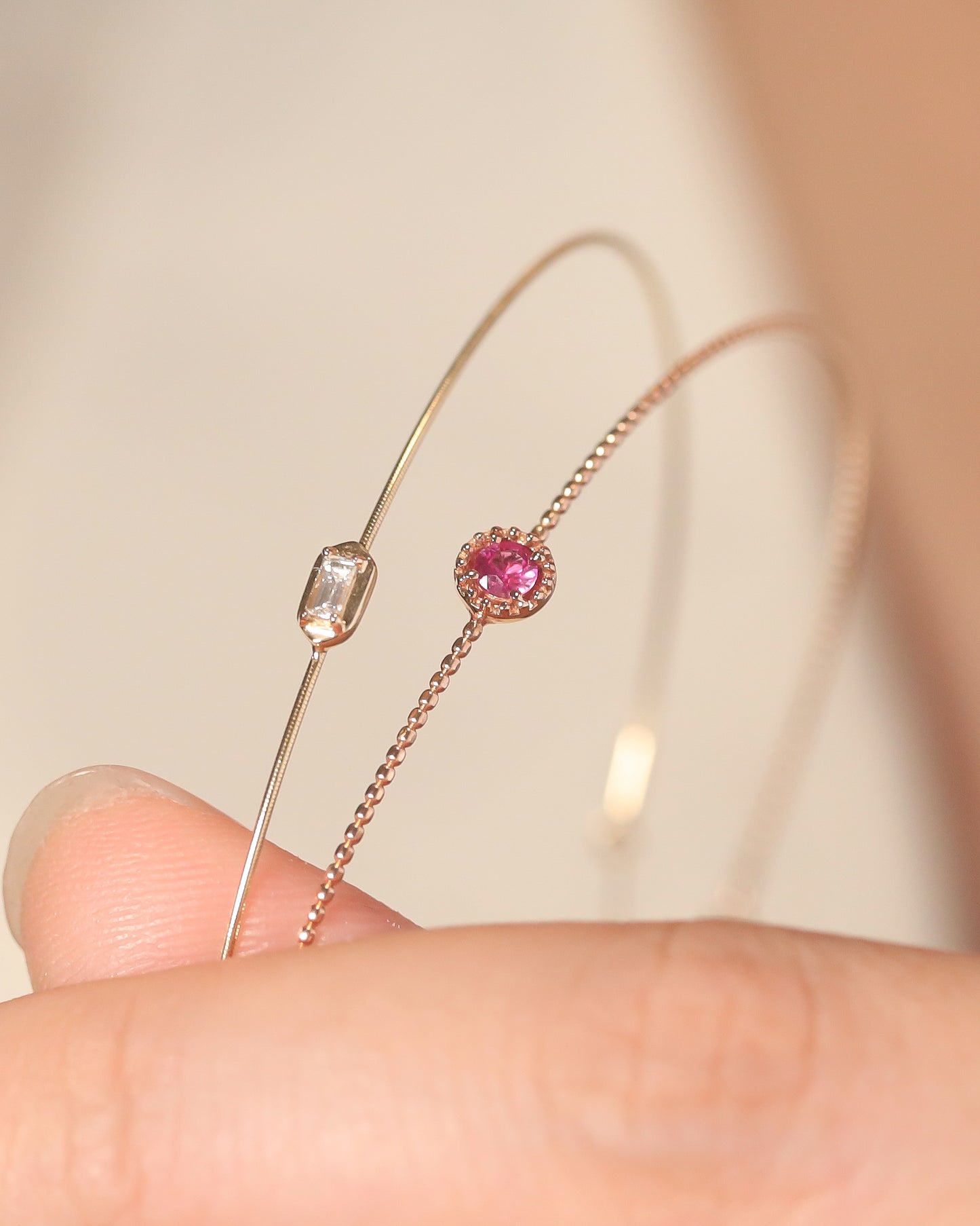 【Effortless Chic】Pink Sapphire Diamond Bracelet