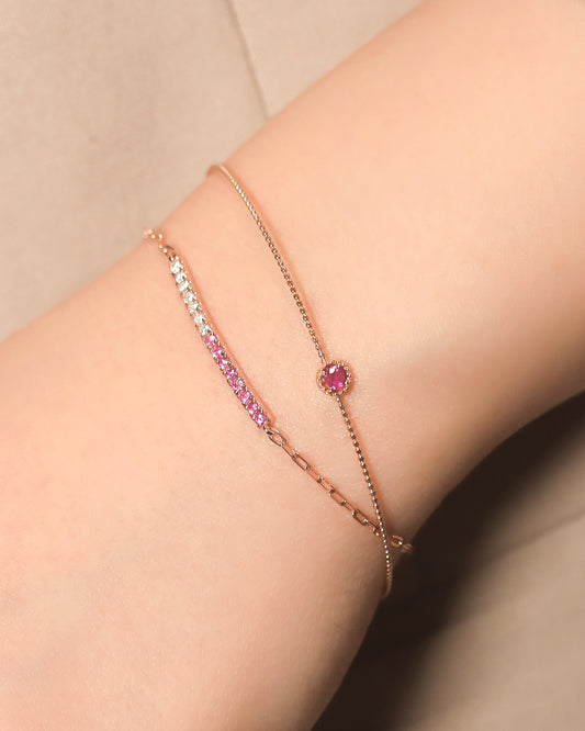 【Effortless Chic】Pink Sapphire Diamond Bracelet