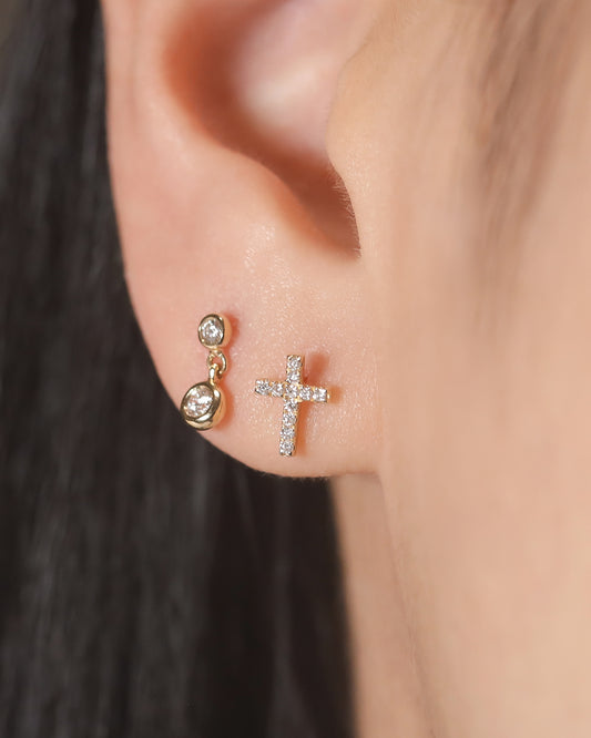 【Effortless Chic】Paris Cross Diamond Piercing