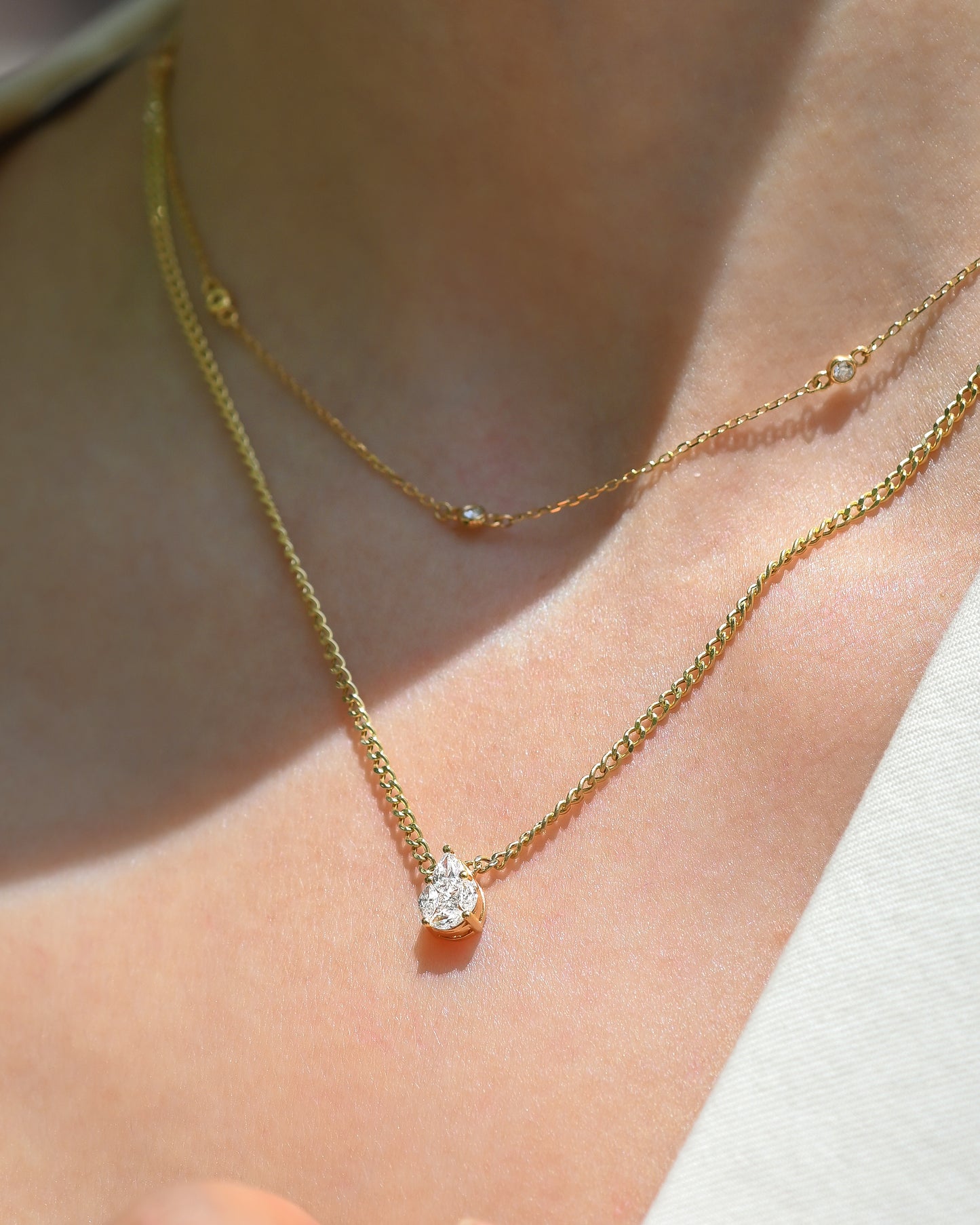 Pear Diamond Cuban Chain Necklace