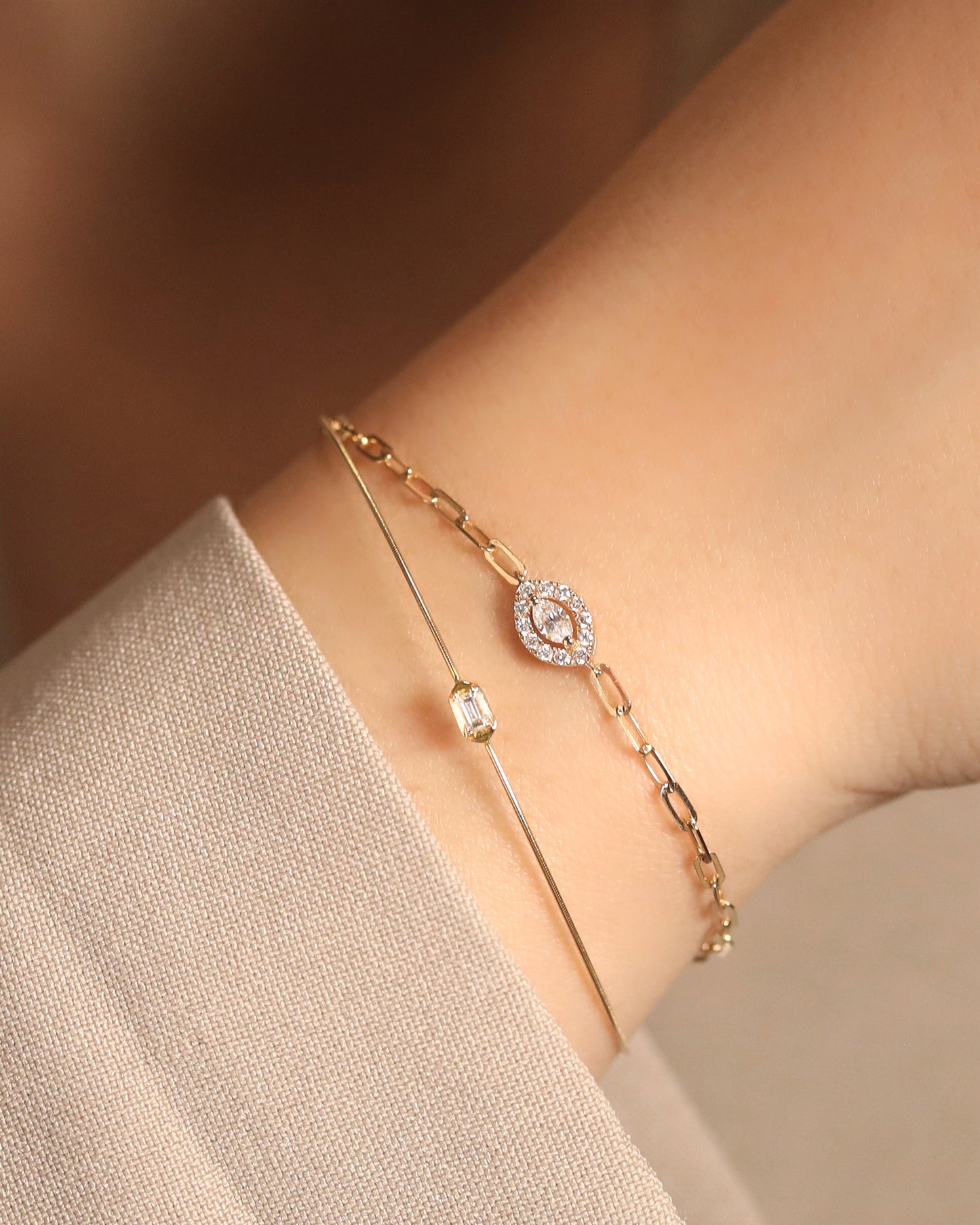 【Efforless Chic】Baguette Diamond Bracelet
