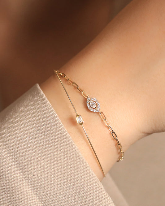 【Effortless Chic】Baguette Diamond Bracelet