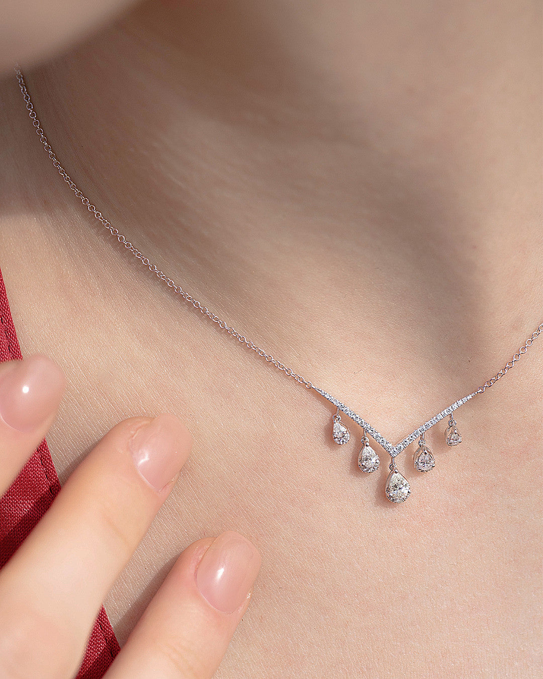 Wyn Pear Drop Diamond Necklace